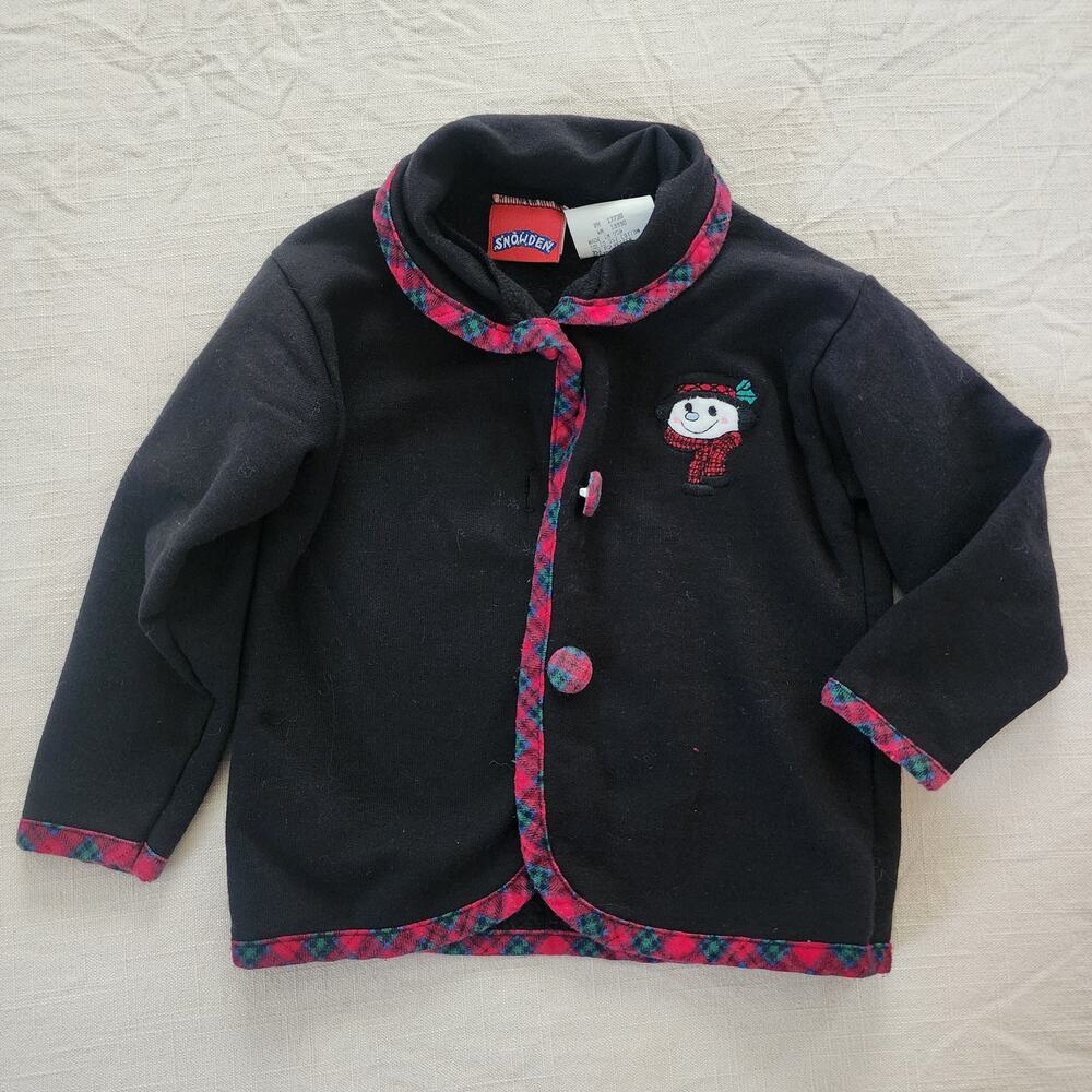 Vintage Snowden Black Snowman Sweater 18 months Christmas